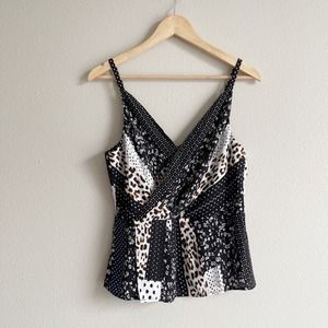 CAbi Mixed Print Wrap Camisole Tank Top Size 4